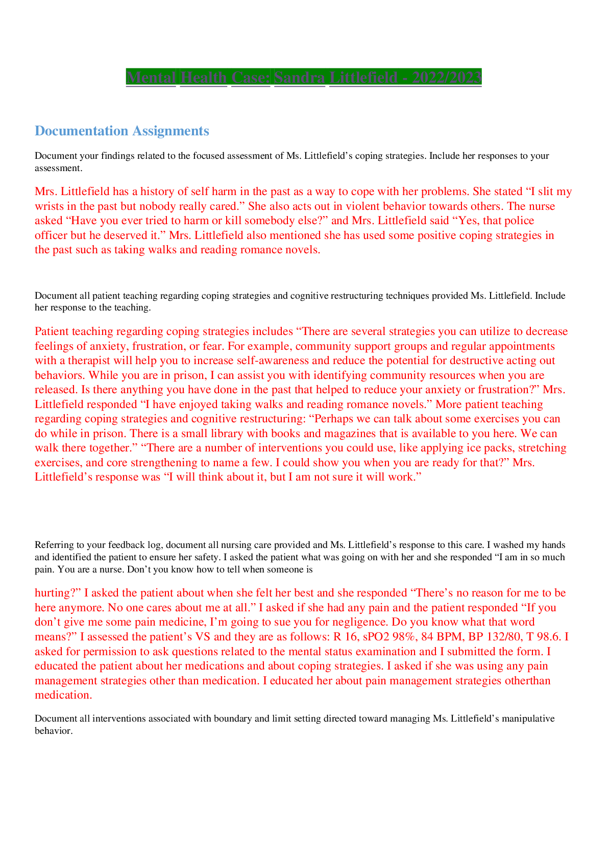 Preview image for Mrs. Littlefield vSIM Perla Sanchez - 2022/2023 | NURS 9222 Mrs._Littlefield_vSIM_Perla_Sanchez - Graded A+